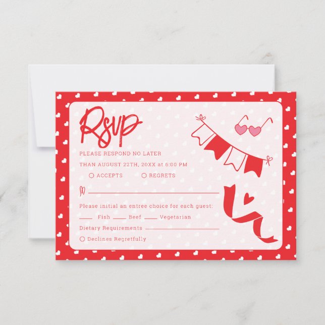 Hearts Happy Valentine’s Day Modern Love Pattern RSVP Karte (Vorderseite)