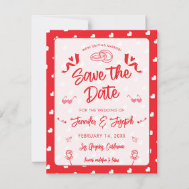 Hearts Happy Valentine’s Day Modern Love Pattern Save The Date