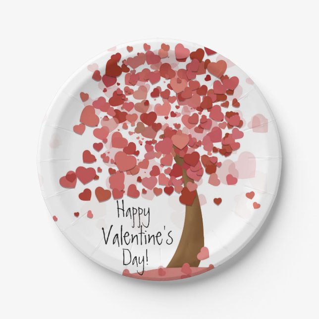 Hearts Happy Valentine's Day Paper Party Teller (Vorderseite)