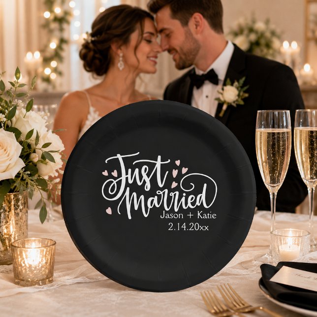 HEARTS just Married Script Names Wedding Day Pappteller (Von Creator hochgeladen)