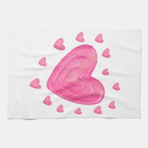 Hearts Kids School Valentines Day Girls Boys Geschirrtuch