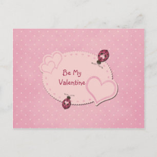 Hearts Ladybugs Valentine Postcard Feiertagspostkarte