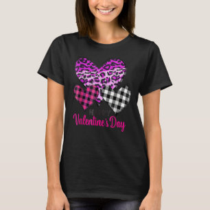 Hearts Leopard Karierte Liebe Happy Valentines Day T-Shirt