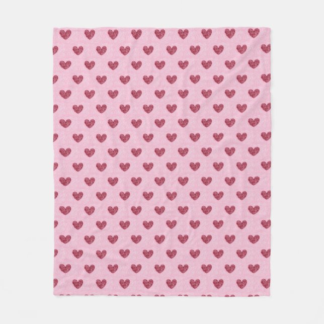Hearts Lil' Sweetheart Red Pink Imitate Fuzzy Desi Fleecedecke (Vorderseite)