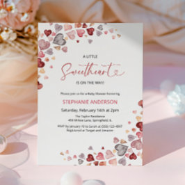 Hearts Little Sweetheart Girl Baby Shower Einladung