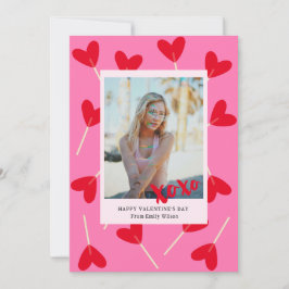 Hearts Lollipops Photo XOXO Love Valentine's Day Feiertagskarte