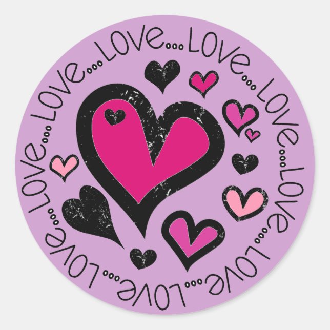 Hearts Love Runder Aufkleber (Vorderseite)