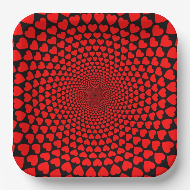 Hearts Mandala Design Pappteller (Vorderseite)