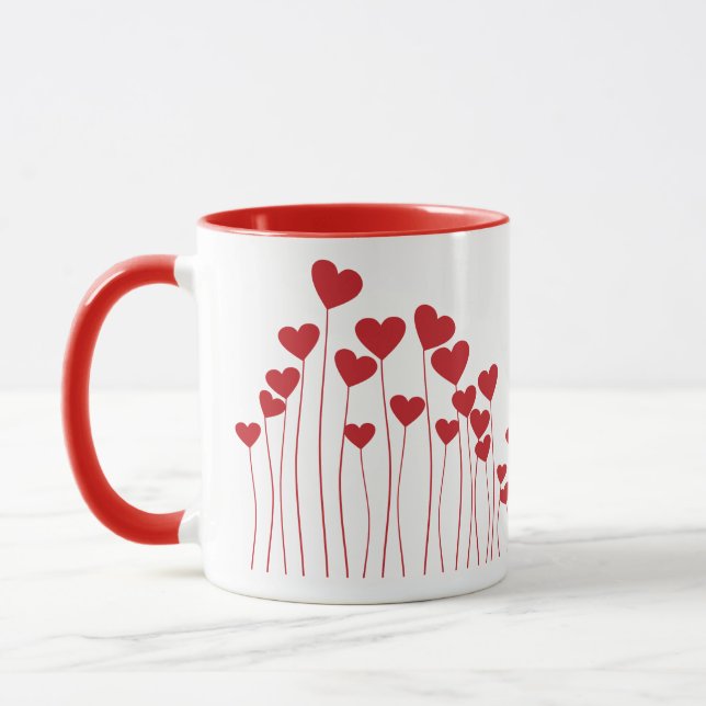 Hearts Modern Art Design Tasse (Links)