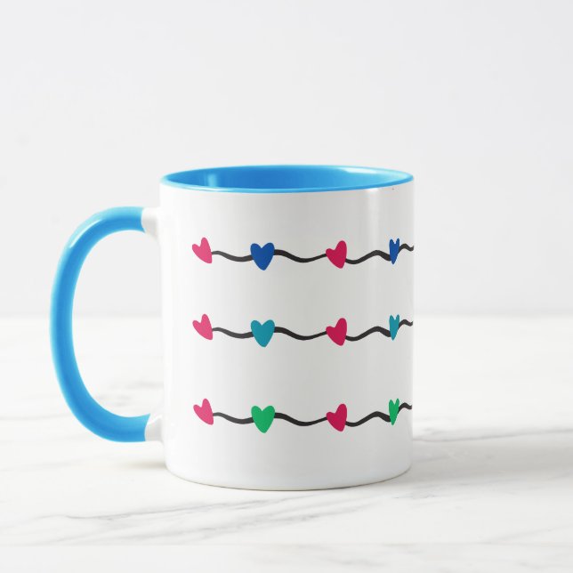 Hearts Modern Art Design Tasse (Links)