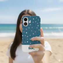 Hearts Modern Monogram iPhone Case