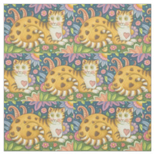 Hearts N' Stripes Tablet nach CAT FOLK ART FABRIC Stoff