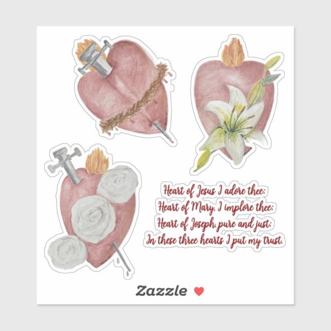 Hearts of the Holy Family Vinyl Sticker (Feuille)