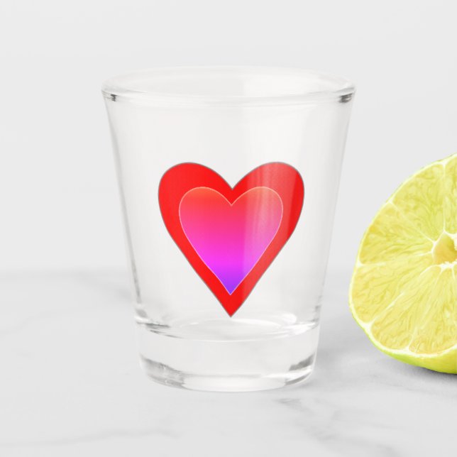 Hearts Ombre Red Pink Valentine's Day 4Elle Schnapsglas (Vorderseite)