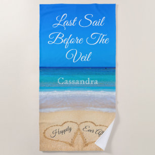 Hearts on Beach Last Sail Bachelorret Strandtuch