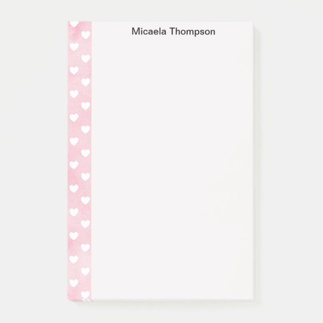 Hearts on Pink Design Change Name Post-it Klebezettel (Vorderseite)