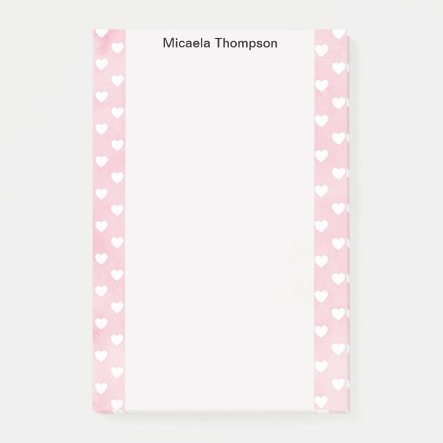 Hearts on Pink Design Change Name Post-it Klebezettel (Vorderseite)