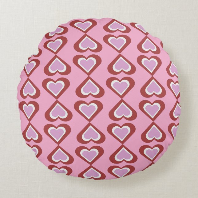 Hearts pattern rundes kissen (Vorderseite)