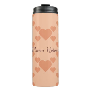 Hearts Peach Fuzz Individuelle Name oder Text Thermosbecher