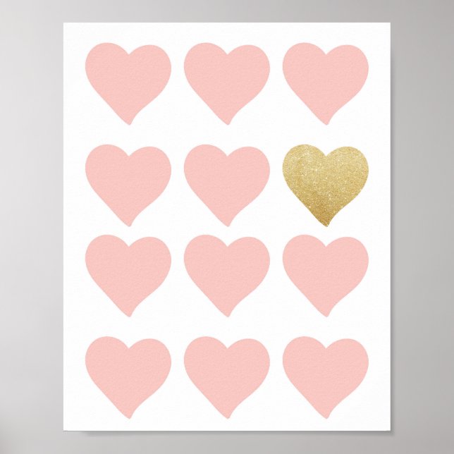Hearts Pink Gold Glitzer Baby Kinderzimmer Wine Ar Poster (Vorne)
