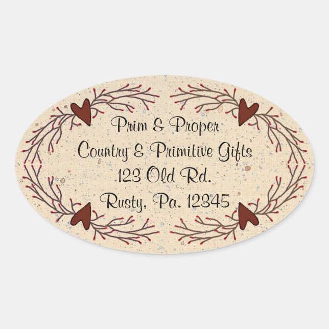 Hearts & Pip Berry Oval Sticker (Vorderseite)