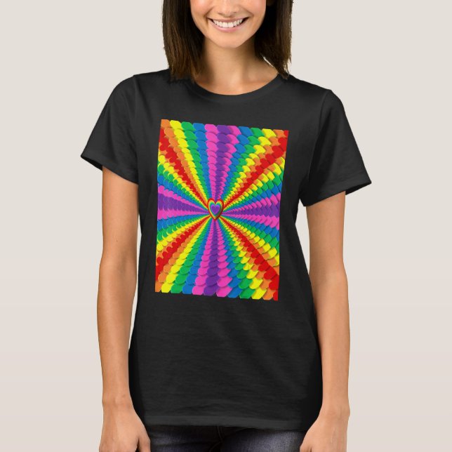 Hearts Rainbow Gay pride 2022 LGBT Flag with Heart T-Shirt (Vorderseite)