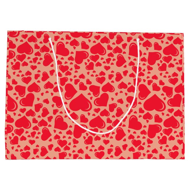 Hearts Red Big Little Valentine's Day Große Geschenktüte (Rückseite)