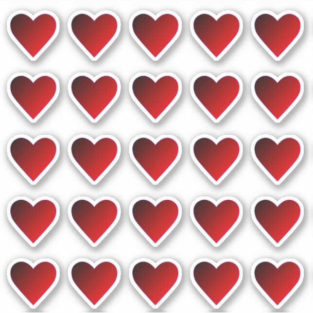 Hearts Red Burgundy Ombre Custom-Cut Vinyl Sticker (Vorderseite)