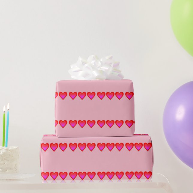 Hearts Red Lila Pink Ombre 4Lori Geschenkpapier (Partygeschenke)