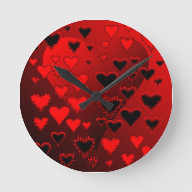 Hearts Runde Wanduhr (Vorderseite)