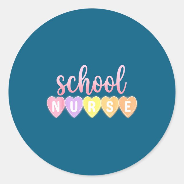 Hearts School Nurse Medical Istant Valentines Day  Runder Aufkleber (Vorderseite)