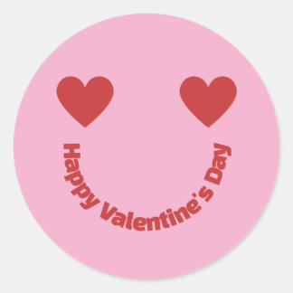 Hearts Smile Happy Valentine's Day Message Runder Aufkleber
