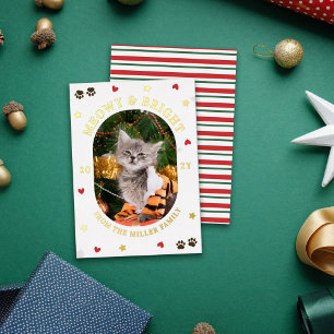 Hearts Stars Pfoten Meowy Bright Katze Weihnachten Folien Feiertagskarte