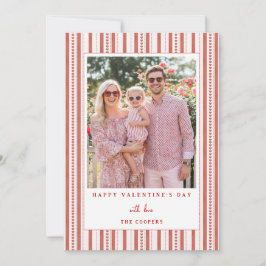 Hearts Stripes Happy Valentine's Day Photo Card Feiertagskarte