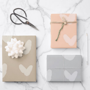 Hearts Sweet Love Artisan Grau Pfirsich Beige Lust Geschenkpapier Set