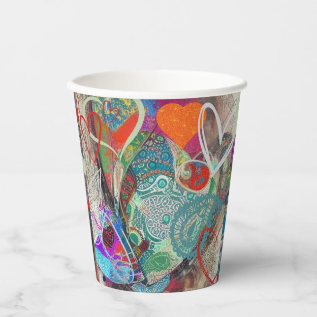 Hearts und Paisley Pappbecher (Vorderseite)