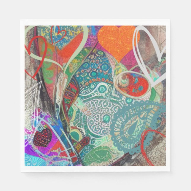 Hearts und Paisley Serviette (Vorderseite)