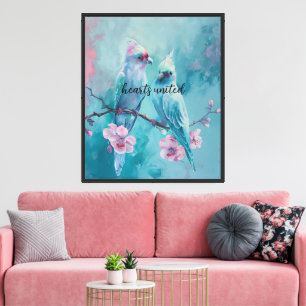 Hearts United Turquoise Birds Canvas Print Leinwanddruck