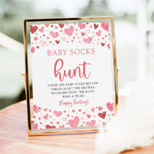 Hearts Valentine Baby Socks Hunt Baby Showspiel Poster