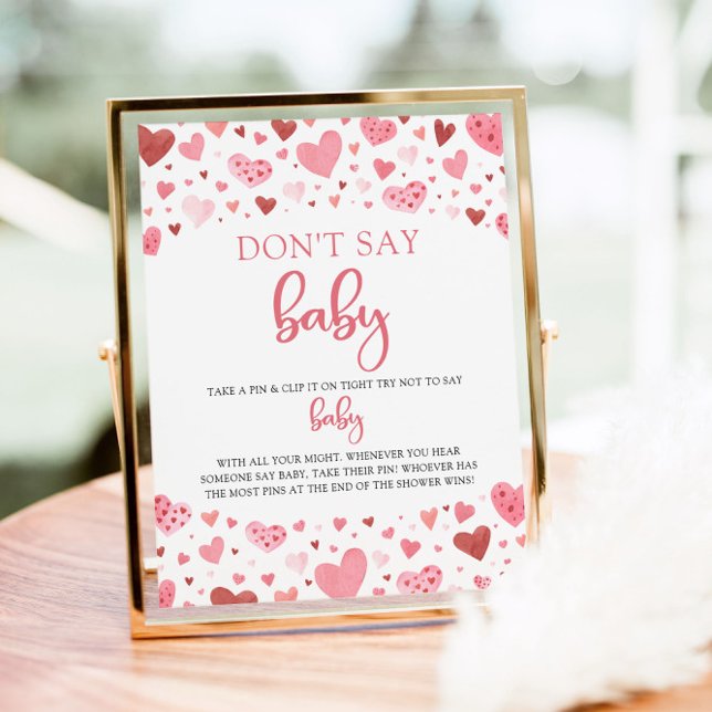 Hearts Valentine Say Baby Shower Game nicht Poster (Von Creator hochgeladen)