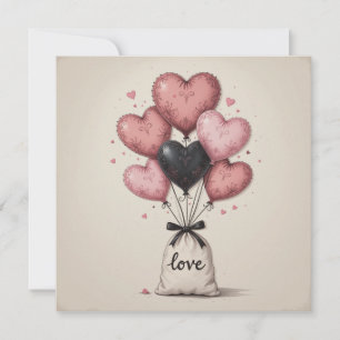 Hearts Valentine's Balloons Karte