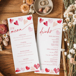 Hearts Valentines Day Food and Drinks Menu Card