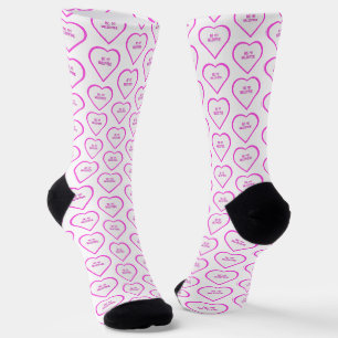 Hearts White Valentine's Crew Socks Socken