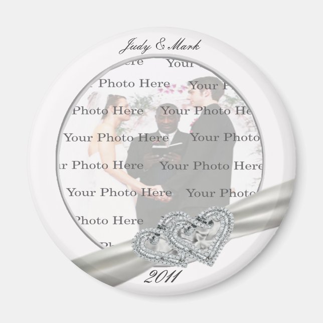 Hearts White Wedding Round Magnet (Vorne)