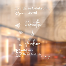 Hearts White Weddings Celebrating Love Romance Fensteraufkleber
