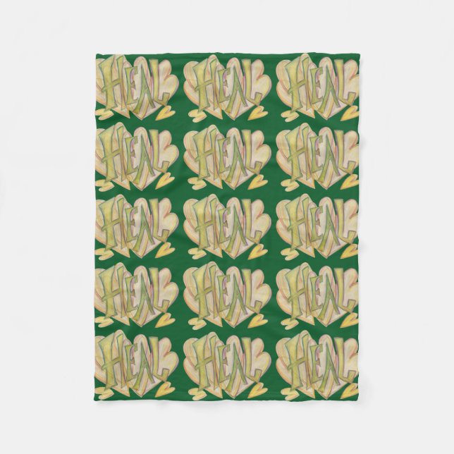 Hearts Word Art Soft Fleece Chemo Blanket (Vorderseite)
