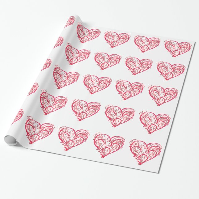HEARTS WRAPPING PAPIER GESCHENKPAPIER (Ungerollt)