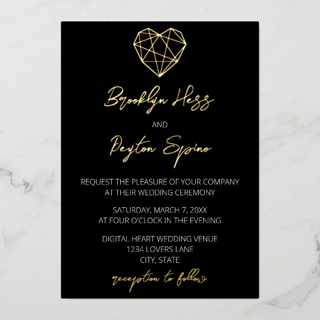 Heartstrings Mariage Foil Invitation (Recto)