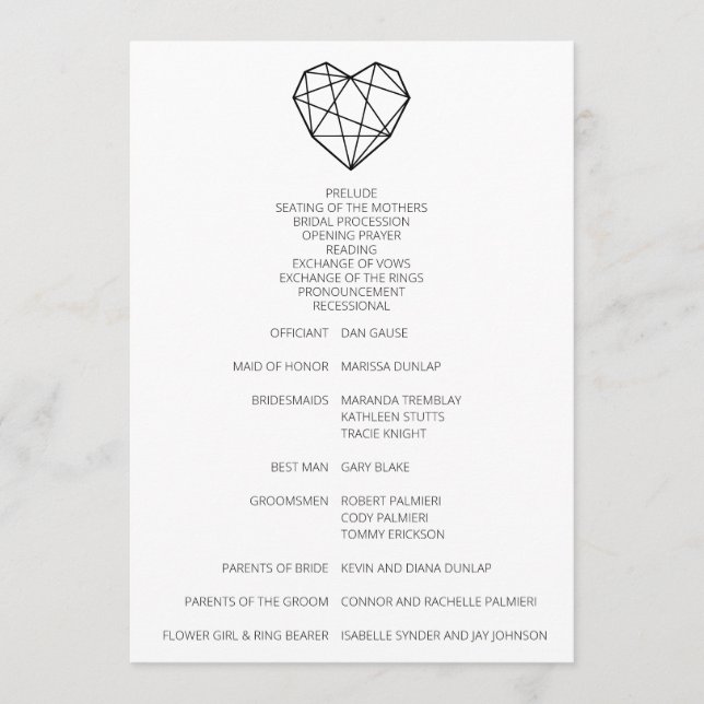 Heartstrings Wedding Program Programm (Vorderseite)