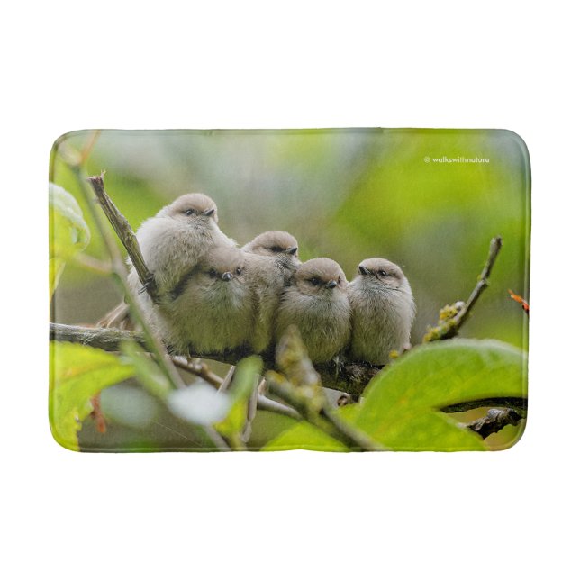 Heartwärming Niedlich Bushtits Songbirds Family Fo Badematte (Vorderseite)